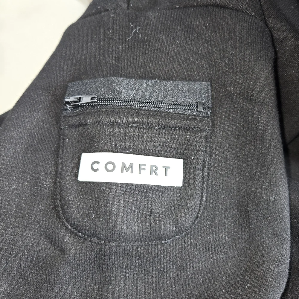 NEW COMFRT Black Sleeve Hoodie with Zipper Pocket. - Picture 5 of 9